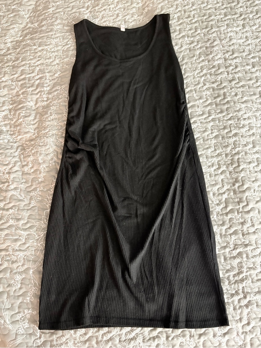 Pinkblush Maternity Black Ribbed Tank Mini Dress